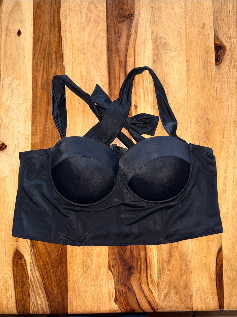 Torrid Black Underwire Push Up Tie Back Tankini Top